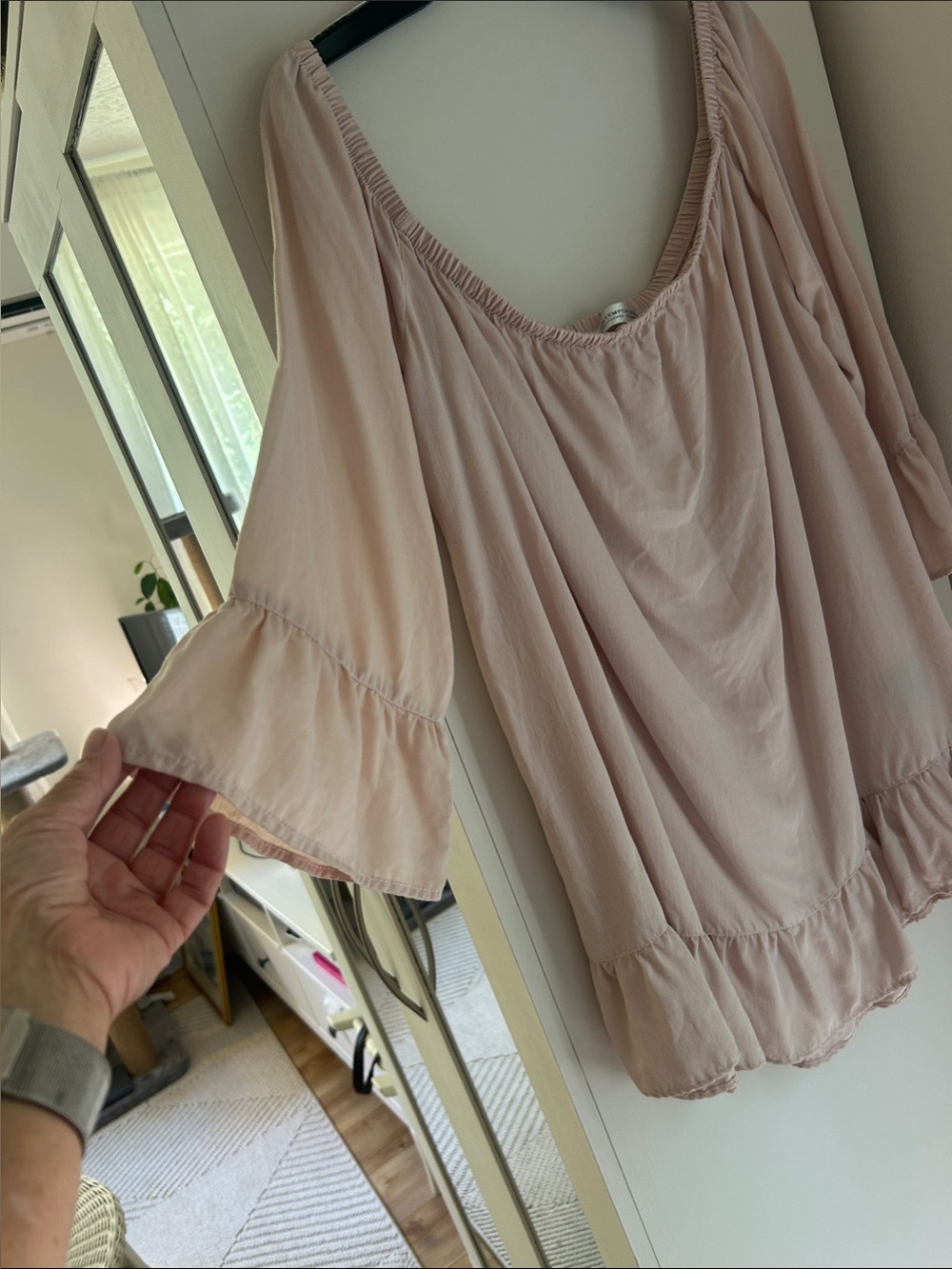 Simons Blush Pink Off-Shoulder Ruffle Tunic - Picture 4 of 5